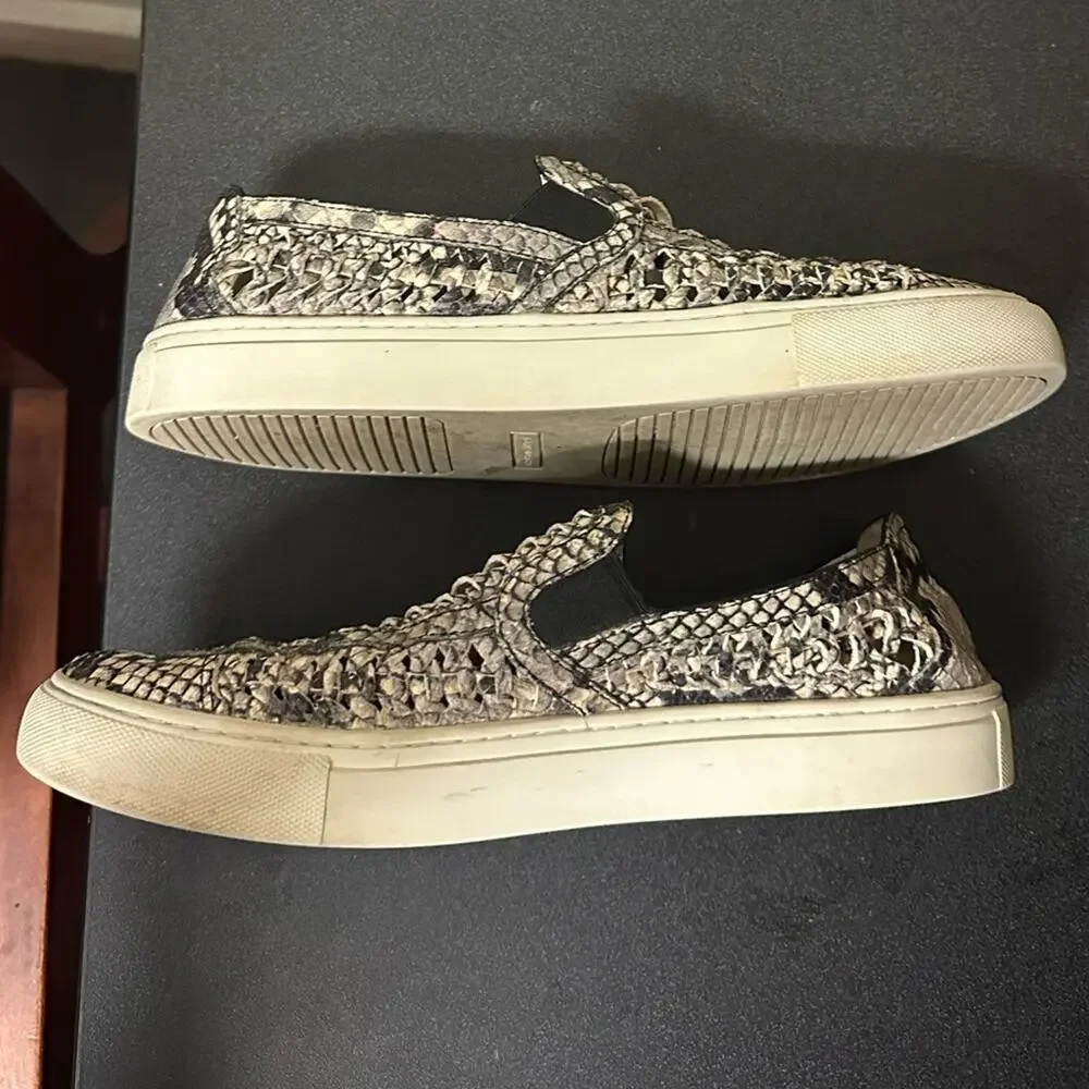 Tory Burch Huarache Weave Snakeskin Leather Slip On Sneaker Women's Size 9